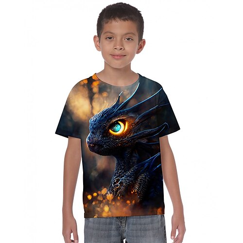 

Kids Boys T shirt Graphic Outdoor 3D Print Short Sleeve Crewneck Cool 4-12 Years Winter Brown