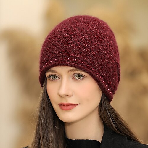 

Women's Hat Beanie / Slouchy Purple Pink Wine Outdoor Home Daily Knit Pure Color Portable Windproof Comfort