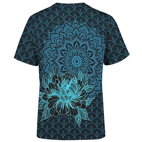 

Men's Unisex T shirt Tee Floral Graphic Prints Crew Neck Blue Short Sleeve 3D Print Outdoor Street Print Tops Sports Casual Classic Comfortable / Summer / Summer