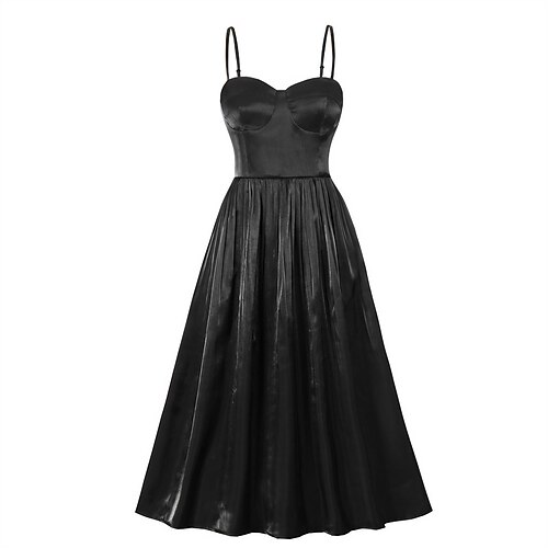 

kvinners fest formell kjole slire formell kjole slip formell kjole midi formell kjole svart ermeløs ren farge rynket vinter høst høst spaghetti stropp mote fest helg 2023 s m l xl
