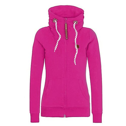

Women's Casual Jacket Warm Breathable Outdoor Daily Wear Vacation Going out Pocket Zipper Hoodie Active Sports Comfortable Street Style Solid Color Regular Fit Outerwear Long Sleeve Winter Fall Blue