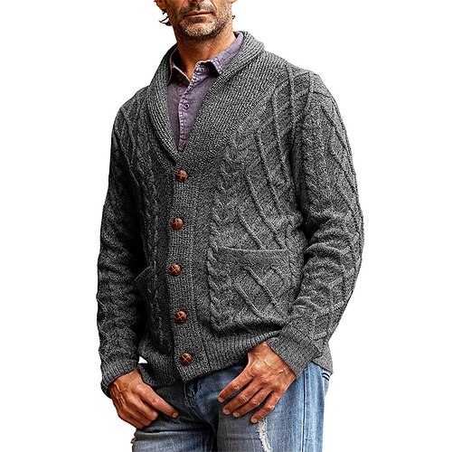 

Men's Cardigan Sweater Ribbed Knit Cropped Knitted Solid Color V Neck Basic Stylish Outdoor Daily Clothing Apparel Fall Winter Black Gray M L XL / Cotton / Long Sleeve / Long Sleeve / Weekend