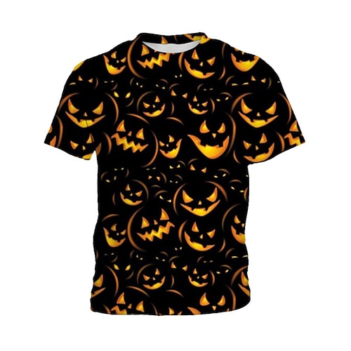 

Kids Boys Halloween T shirt Graphic Party 3D Print Short Sleeve Crewneck Active 4-12 Years Winter Black