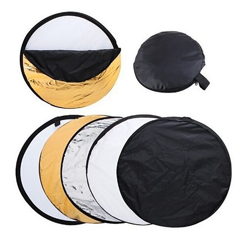

60/80cm Reflector 5 in 1 Photography Collapsible Portable Light Diffuser Round Reflector for Studio Multi Photo Disc Diffuers