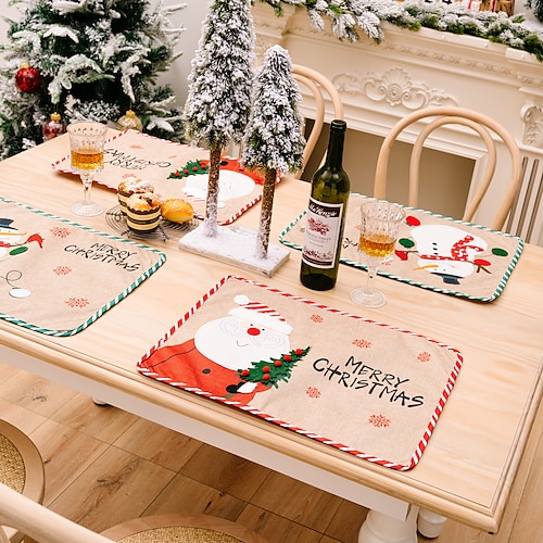 

New Christmas Decorations for the Elderly Snowman Creative Embroidered Placemats Table Dress Insulation Tablecloth