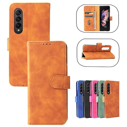 

Phone Case For Samsung Galaxy Flip Z Fold 4 Wallet Flip Full Body Protective Solid Colored PC PU Leather