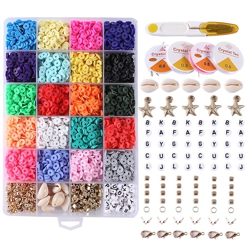 

6mm 24 Grid Soft Pottery Beads Color Disc Set Boho Jewelry Accessories Diy Jewelry Accessories