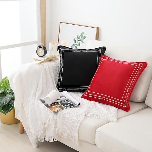 

Velvet Pillow Covers Embroidery Soft Square Decorative Cushion Covers for Bed Couch Sofa Bench Farmhouse Home Decor 1PC