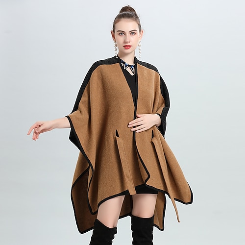 

Women's Wrap Cape Elegant Casual Daily 3/4 Length Sleeve Polyester Wedding Wraps With Pure Color For Wedding Spring