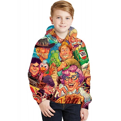 

Kids Boys Hoodie Graphic Outdoor 3D Print Long Sleeve Pocket Active 3-13 Years Winter Rainbow