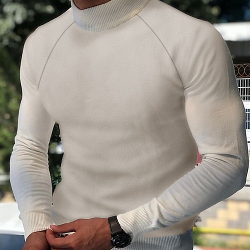 

Men's T shirt Tee Turtleneck shirt Long Sleeve Shirt Plain Rolled collar Outdoor Street Long Sleeve Clothing Apparel Sports Casual Big and Tall Essential