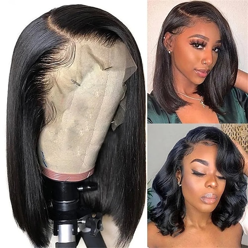 

Straight Short Bob Wig 13x4 Inch Pre Plucked Frontal Wig 150% 180% Density