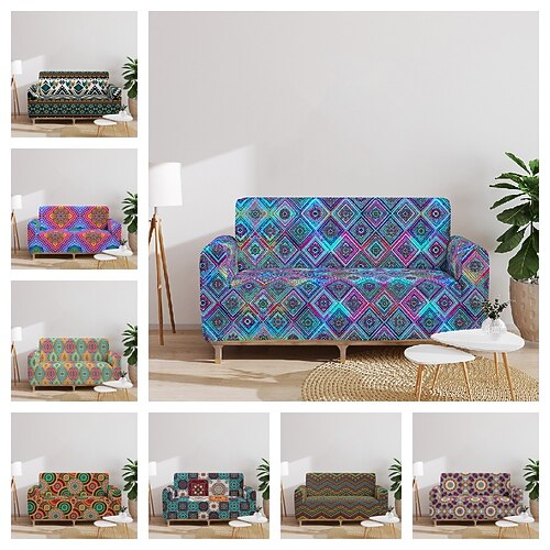 

Geometric Printed Sofa Cover Stretch Slipcovers Soft Durable Couch Cover 1 Piece Spandex Fabric Washable Furniture Protector fit Armchair Seat/Loveseat/Sofa/XL Sofa