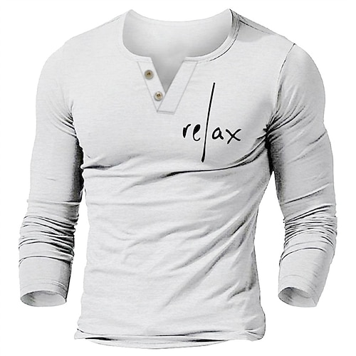 

Men's T shirt Tee Graphic Letter V Neck White Hot Stamping Street Daily Long Sleeve Print Clothing Apparel Fashion Designer Casual Comfortable / Sports