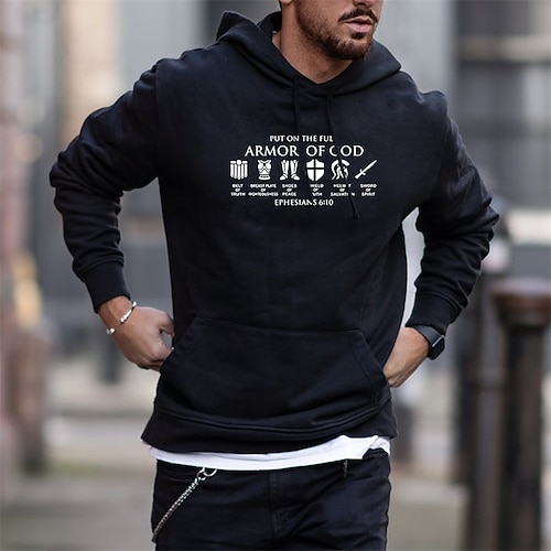 

Men's Hoodie Black Hooded Graphic Letter Print Sports & Outdoor Streetwear Cool Designer Casual Winter Fall Clothing Apparel Hoodies Sweatshirts Long Sleeve / Spring