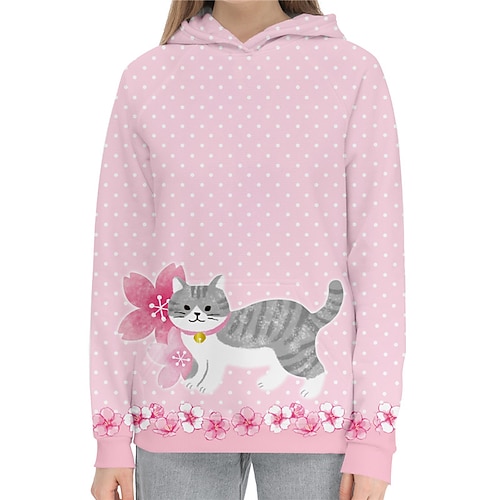 

Kids Girls' Hoodie Animal Outdoor 3D Print Long Sleeve Pocket Fashion 3-13 Years Winter Pink