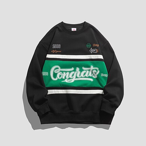 

Men's Unisex Sweatshirt Pullover Color Block Graphic Prints Slogan Print Daily Sports Holiday 3D Print Casual Hip Hop Big and Tall Hoodies Sweatshirts Long Sleeve White Black