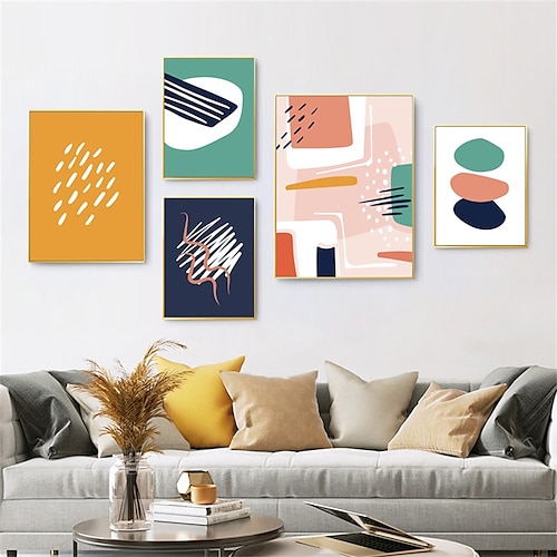 

1 Tafel, bunt, abstrakt, Geometrie, moderne Wandkunst, Wandbehang, Geschenk, Heimdekoration, gerollte Leinwand, ungerahmt, ungedehnter Gemäldekern