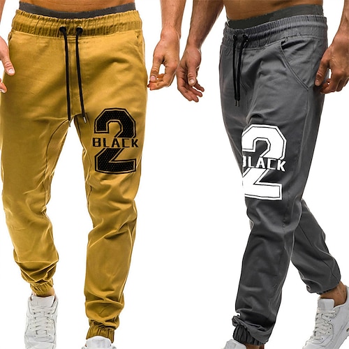 

Men's Joggers Trousers Casual Pants Drawstring Elastic Waist Print Letter Comfort Breathable Casual Daily Streetwear Sports Fashion ArmyGreen Black Micro-elastic / Elasticity
