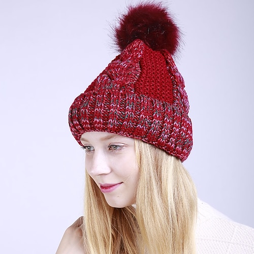 

Women's Slouchy Beanie Hat Outdoor Daily Holiday Solid / Plain Color Knitting Casual Casual / Daily 1 pcs