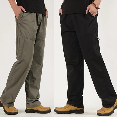 

Men's Cargo Pants Trousers Work Pants Drawstring Elastic Waist Multi Pocket Solid Color Comfort Breathable Casual Daily Streetwear Cotton Blend Sports Fashion Yellow Light gray Micro-elastic