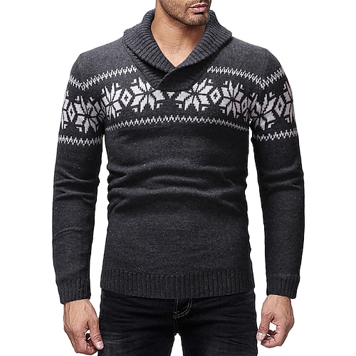 

Men's Pullover Sweater Ribbed Knit Cropped Knitted Striped V Neck Basic Stylish Outdoor Daily Fall Winter White Dark Gray M L XL / Cotton / Long Sleeve / Long Sleeve / Weekend