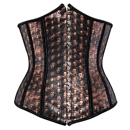 

Corset Women's Corsets Prom Party & Evening Club Brown Spandex Gothic Underbust Corset Hook & Eye Backless Tummy Control Abstract Fall Winter