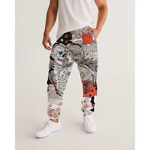 

Men's Sweatpants Joggers Trousers Drawstring Elastic Waist 3D Print Graphic Prints Comfort Breathable Sports Outdoor Casual Daily Streetwear Designer White Micro-elastic / Elasticity