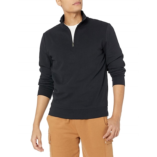 

Men's Zip Hoodie Sweatshirt Quarter Zipper Hoodie Camel Navy Blue Beige Gray Black Half Zip Solid Color Zipper Sports & Outdoor Streetwear Streetwear Casual Athletic Winter Fall Clothing Apparel