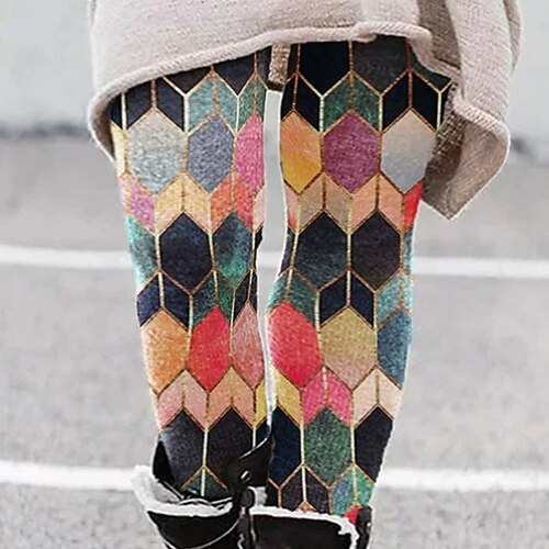 

Women's Plus Size Fleece Pants Pants Trousers Print Casual Weekend Natural Full Length Winter Fall Green Blue Purple L XL XXL 3XL