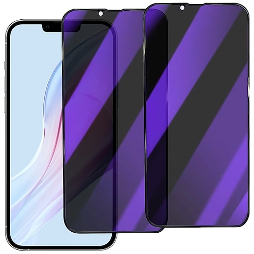 

[2 Pack] Phone Screen Protector For Apple iPhone 14 Pro Max 13 12 11 X XR XS Mini Tempered Glass Privacy Anti-Spy 9H Hardness Anti-Fingerprint Anti Blue Light 3D Touch Compatible Phone Accessory