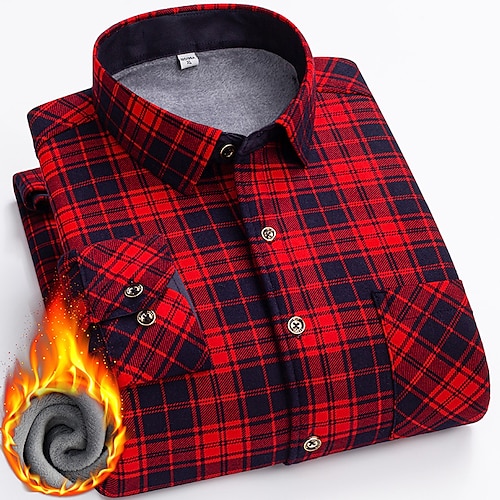 

Men's Dress Shirt Flannel Shirt Plaid Shirt Tartan Turndown Wine Blue Dusty Rose Red Gray Print Work Casual Long Sleeve Color Block Button-Down Clothing Apparel Fashion Business Elegant Formal