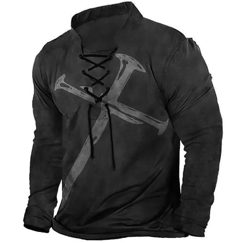 

Men's Unisex Sweatshirt Pullover Standing Collar Graphic Prints Cross Lace up Print Casual Daily Sports 3D Print Streetwear Designer Casual Clothing Apparel Hoodies Sweatshirts Long Sleeve Black