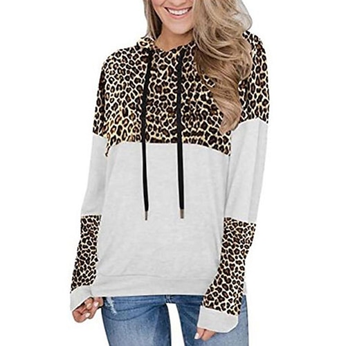 

Carney Carney Amazon Cross-Border Women's Sweater European And American New Stitching Leopard Print Hooded Long-Sleeved Sweater Women