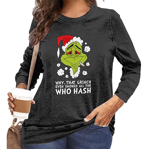 

Women's Plus Size Christmas Tops Pullover Sweatshirt Hoodie Sweatshirt Floral Skull Print Long Sleeve Crewneck Casual Polyester Winter Fall Green Blue