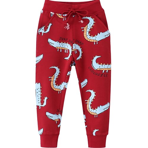 

Kids Unisex Pants Animal Active Daily Cotton 2-8 Years Winter Red