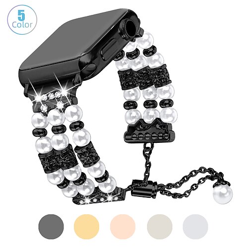 

1PC Smart Watch Band Compatible with Apple iWatch Series 8 7 6 5 4 3 2 1 SE Jewelry Bracelet for iWatch Smartwatch Strap Wristband Stainless Steel Beaded Adjustable Shockproof