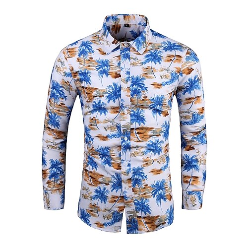 

Men's Shirt Graphic Shirt Graphic Classic Collar Blue Casual Daily Clothing Apparel Designer Business Casual / Long Sleeve / Long Sleeve