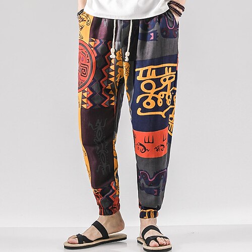 

Men's Bloomers Trousers Beach Pants Harem Pants Drawstring Elastic Waist Print Painting Comfort Breathable Casual Daily Streetwear Cotton Blend Sports Fashion Loose Fit 1 2 Micro-elastic / Elasticity