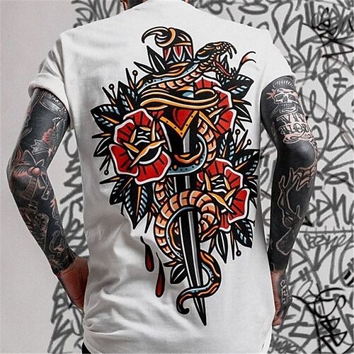 

Men's Unisex T shirt Tee Floral Graphic Prints Crew Neck White 3D Print Outdoor Street Short Sleeve Print Clothing Apparel Sports Designer Casual Big and Tall / Summer / Summer