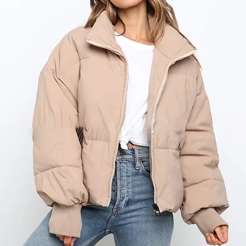 

Women's Winter Jacket Winter Coat Parka Warm Breathable Outdoor Daily Wear Vacation Going out Pocket Zipper Turndown Active Sports Comfortable Street Style Solid Color Regular Fit Outerwear Long