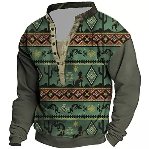 

Men's Unisex Sweatshirt Pullover Button Up Hoodie Green Blue Purple Light Green Gray Standing Collar Animal Graphic Prints Print Casual Daily Sports 3D Print Streetwear Designer Casual Spring & Fall