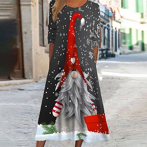 

Women's Red Christmas Dress Christmas Dress Casual Dress Midi Dress Wine Gray Half Sleeve Santa Claus Pocket Fall Winter Autumn Round Neck Vacation Winter Dress Christmas Vacation 2023 S M L XL XXL