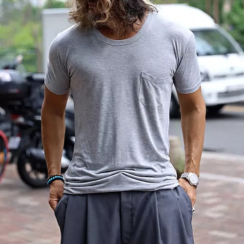 

Men's T shirt Tee Solid Color Crew Neck Light gray Daily Holiday Short Sleeve Clothing Apparel Lightweight Casual Comfortable / Summer / Spring / Summer