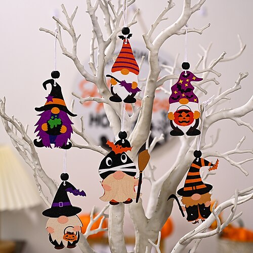 

Wooden Halloween Pendant Pumpkin Witch Old Man Wooden Pendant Halloween Decoration