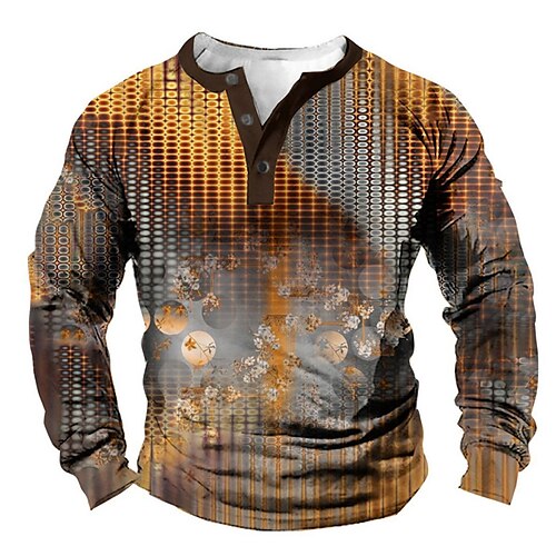 

Men's Unisex Sweatshirt Pullover Button Up Hoodie Henley Collar Geometric Graphic Prints Print Casual Daily Sports 3D Print Designer Casual Big and Tall Clothing Apparel Hoodies Sweatshirts Long