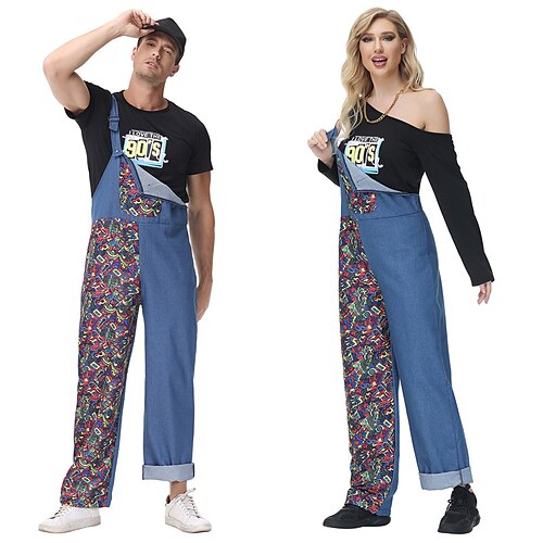 

Disco Cosplay Costume Masquerade Adults' Couple's Performance Masquerade Festival / Holiday Polyster Blue / Black Couple's Easy Carnival Costumes Solid Color Halloween / Top / Pants / Top / Pants