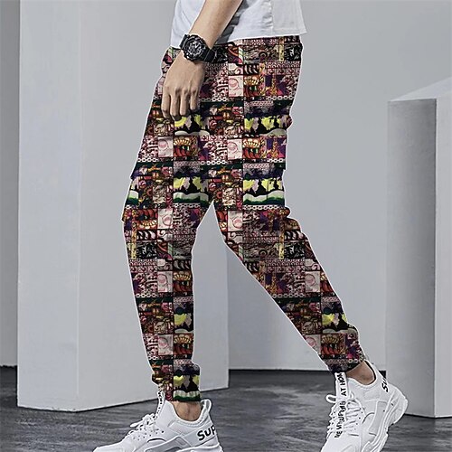 

Men's Joggers Trousers Beach Pants Elastic Waist Patchwork Graphic Prints Comfort Breathable Casual Daily Beach Cotton Blend Sports Fashion 1 2 Micro-elastic