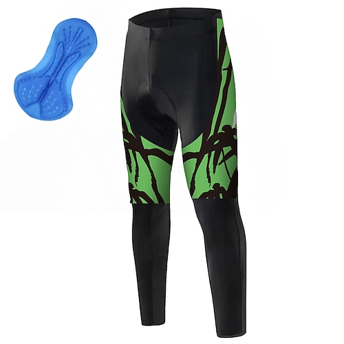 

21Grams Men's Cycling Tights Bike Bottoms Mountain Bike MTB Road Bike Cycling Sports Leaf 3D Pad Cycling Breathable Quick Dry Green Polyester Spandex Clothing Apparel Bike Wear / Stretchy
