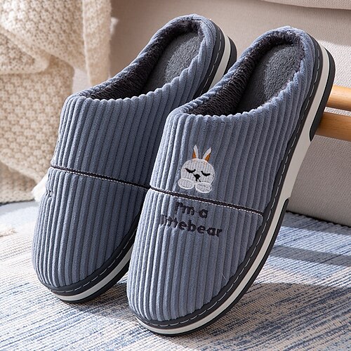 

Men's Unisex Slippers Flip-Flops Slippers Casual Home Velvet Elastic Fabric Blue Coffee Gray Fall Winter